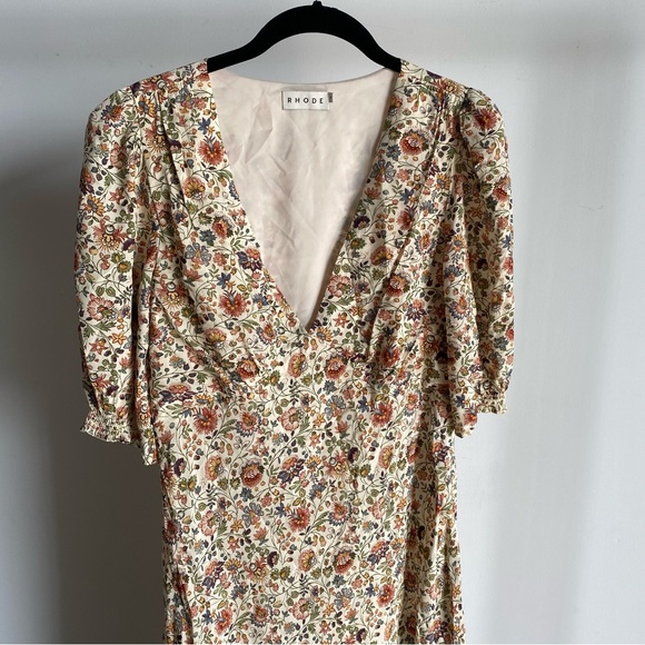New Rhode Sienna Floral V-Neck Midi Dress in Palais Petal Sz 4 - Picture 2 of 15